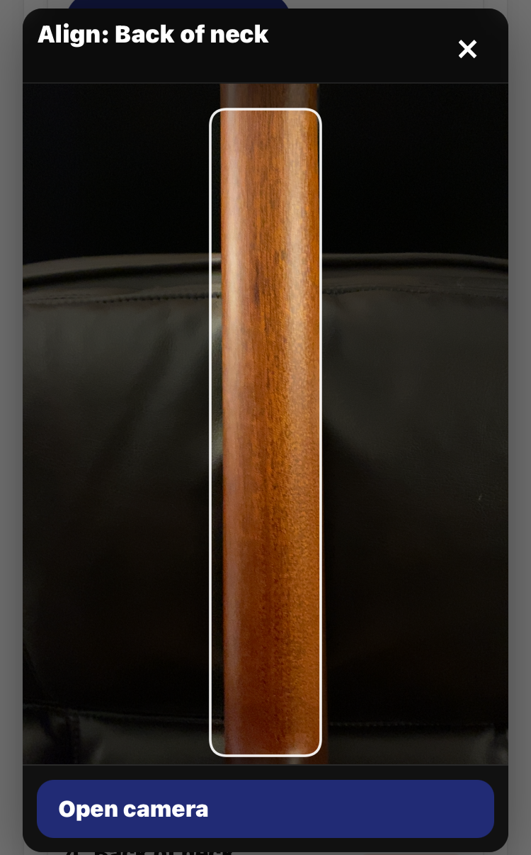 Align: back of neck – center the neck in the vertical guide